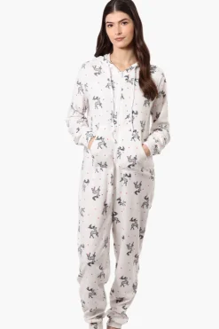 Cuddly Canuckies Hooded Reindeer Pattern Onesie - White