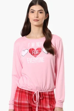 Cuddly Canuckies I'm Not For Everyone Print Pajama Top - Pink