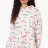Cuddly Canuckies Love Pattern Oversized Pajama Hoodie - White