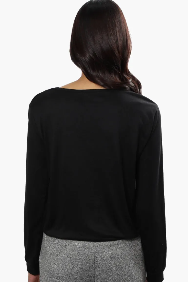 Cuddly Canuckies Oh Deer Print Pajama Top - Black