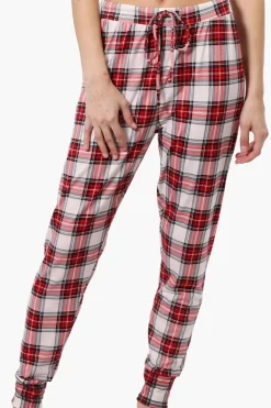 Cuddly Canuckies Plaid Jogger Pajama Pants - Red