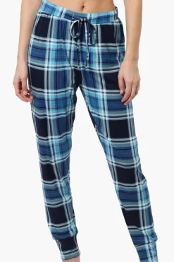 Cuddly Canuckies Plaid Jogger Pajama Pants - Blue