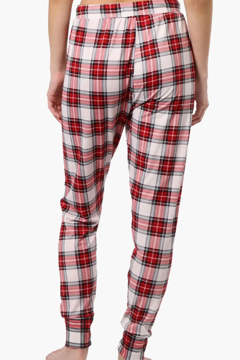 Cuddly Canuckies Plaid Jogger Pajama Pants - Red