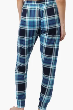 Cuddly Canuckies Plaid Jogger Pajama Pants - Blue
