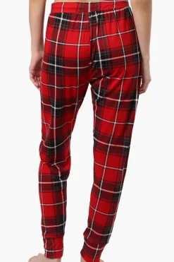 Cuddly Canuckies Plaid Jogger Pajama Pants - Red