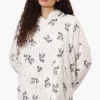 Cuddly Canuckies Reindeer Pattern Oversized Pajama Hoodie - White