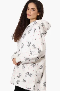 Cuddly Canuckies Reindeer Pattern Oversized Pajama Hoodie - White