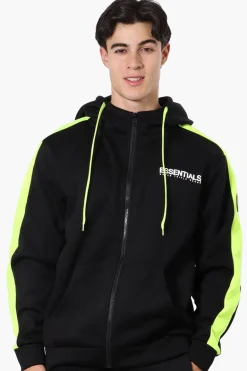 Essentials Super Triple Goose Sleeve Stripe Zip Up Hoodie - Black