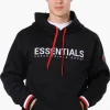 Essentials Super Triple Goose Striped Cuff Detail Hoodie - Black