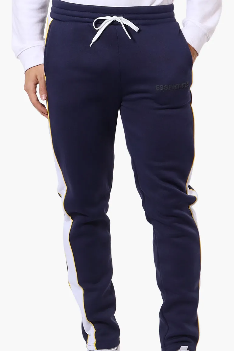 Essentials Super Triple Goose Side Stripe Tie Waist Sweatpants - Navy