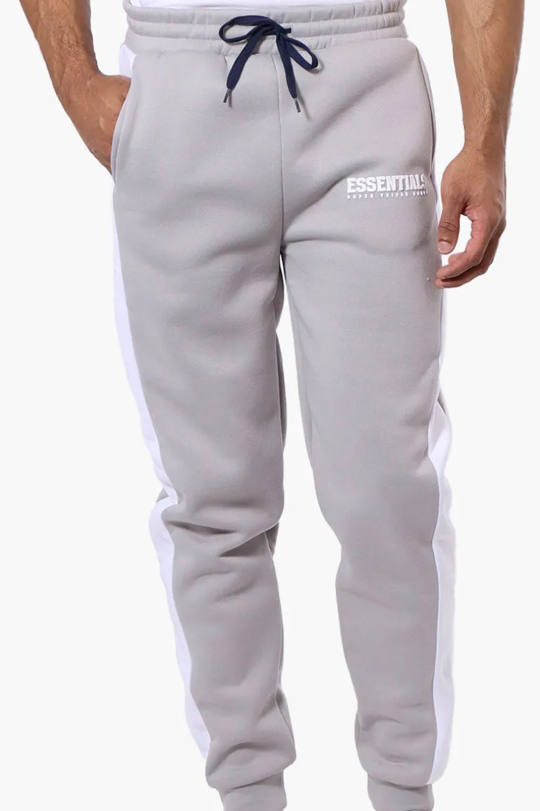 Essentials Super Triple Goose Side Stripe Tie Waist Joggers - Grey
