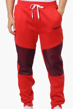 Essentials Super Triple Goose Mesh Insert Tie Waist Joggers - Red