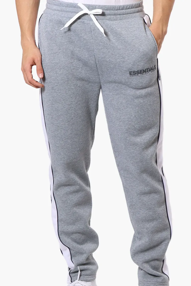 Essentials Super Triple Goose Side Stripe Tie Waist Sweatpants - Grey