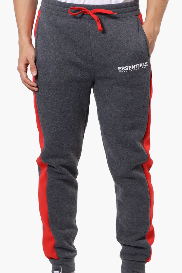 Essentials Super Triple Goose Side Stripe Tie Waist Joggers - Grey