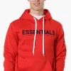 Essentials Super Triple Goose Striped Cuff Detail Hoodie - Red