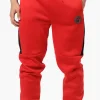 Essentials Super Triple Goose Side Stripe Tie Waist Joggers - Red