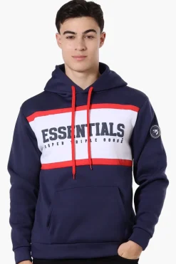 Essentials Super Triple Goose Striped Logo Hoodie - Navy