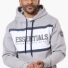 Essentials Super Triple Goose Striped Logo Hoodie - Grey