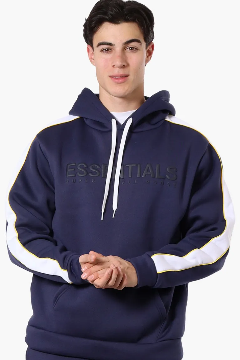 Essentials Super Triple Goose Chest Logo Hoodie - Navy
