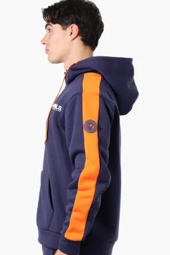 Essentials Super Triple Goose Sleeve Stripe Zip Up Hoodie - Navy