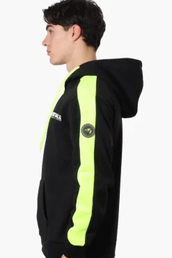 Essentials Super Triple Goose Sleeve Stripe Zip Up Hoodie - Black