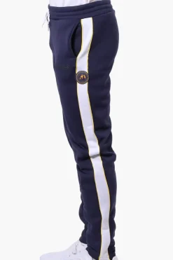 Essentials Super Triple Goose Side Stripe Tie Waist Sweatpants - Navy