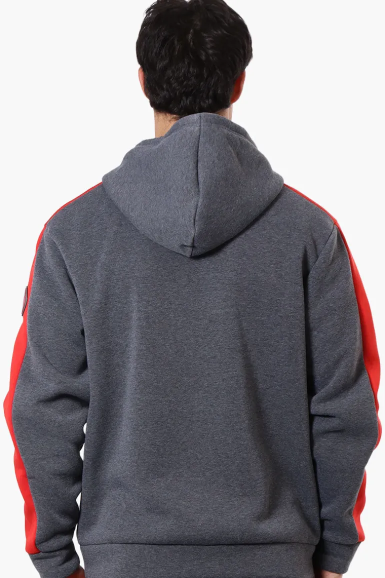 Essentials Super Triple Goose Sleeve Stripe Zip Up Hoodie - Grey