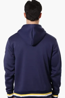 Essentials Super Triple Goose Striped Cuff Detail Hoodie - Navy