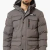 Super Triple Goose 4 Pocket Sherpa Lined Parka Jacket - Grey