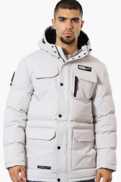 Super Triple Goose 4 Pocket Sherpa Lined Parka Jacket - Stone