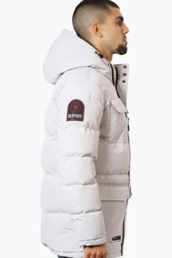 Super Triple Goose 4 Pocket Sherpa Lined Parka Jacket - Stone
