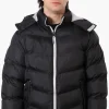 Super Triple Goose Bubble Contrast Detail Bomber Jacket - Black