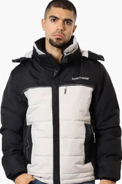 Super Triple Goose Contrast Detail Bubble Bomber Jacket - Stone
