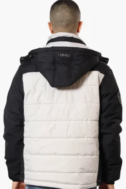 Super Triple Goose Contrast Detail Bubble Bomber Jacket - Stone