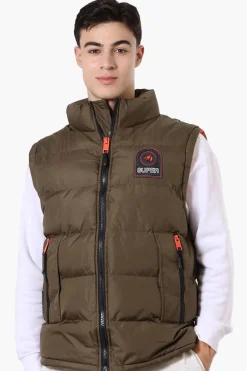 Super Triple Goose Double Pocket Bubble Vest - Olive