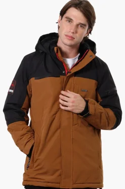 Super Triple Goose Faux Fur Lined Hood Parka Jacket - Brown