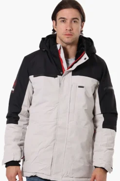 Super Triple Goose Faux Fur Lined Hood Parka Jacket - Stone