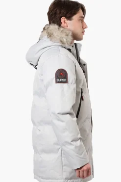 Super Triple Goose Faux Fur Twill Parka Jacket - Stone
