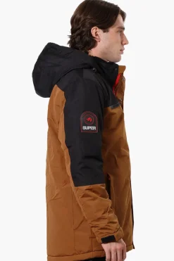 Super Triple Goose Faux Fur Lined Hood Parka Jacket - Brown