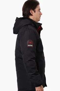 Super Triple Goose Faux Fur Lined Hood Parka Jacket - Black