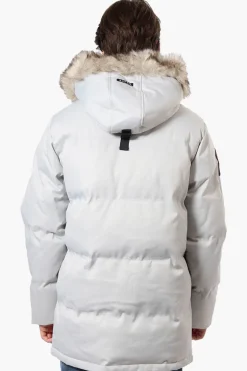 Super Triple Goose Faux Fur Twill Parka Jacket - Stone