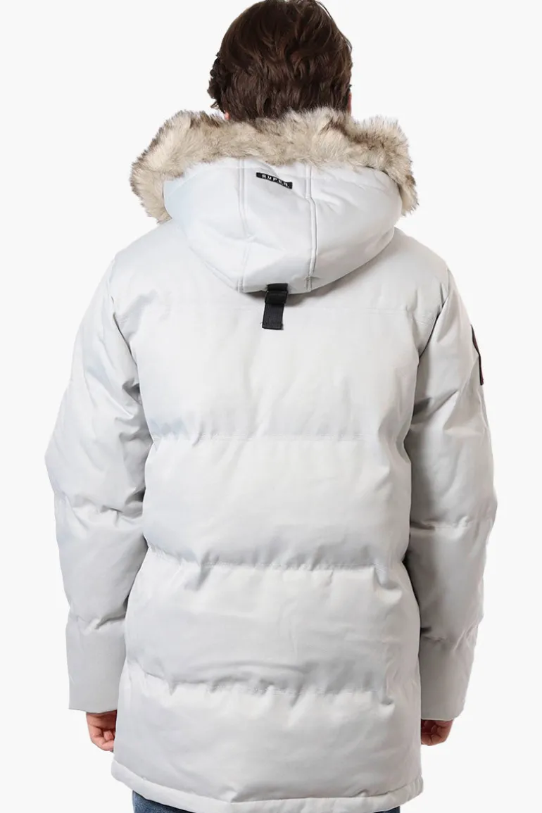 Super Triple Goose Faux Fur Twill Parka Jacket - Stone