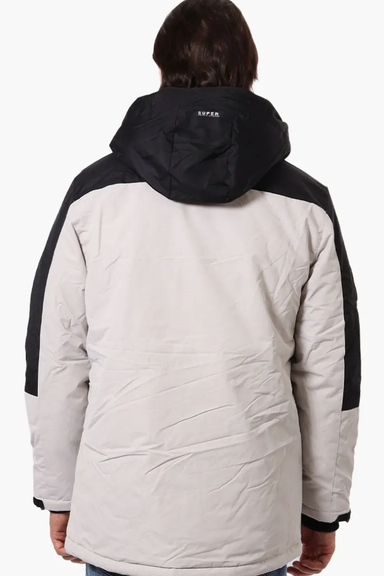 Super Triple Goose Faux Fur Lined Hood Parka Jacket - Stone
