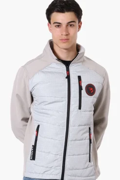 Super Triple Goose Grid Pattern Quilted Bubble Lightweight Jacket - Grey