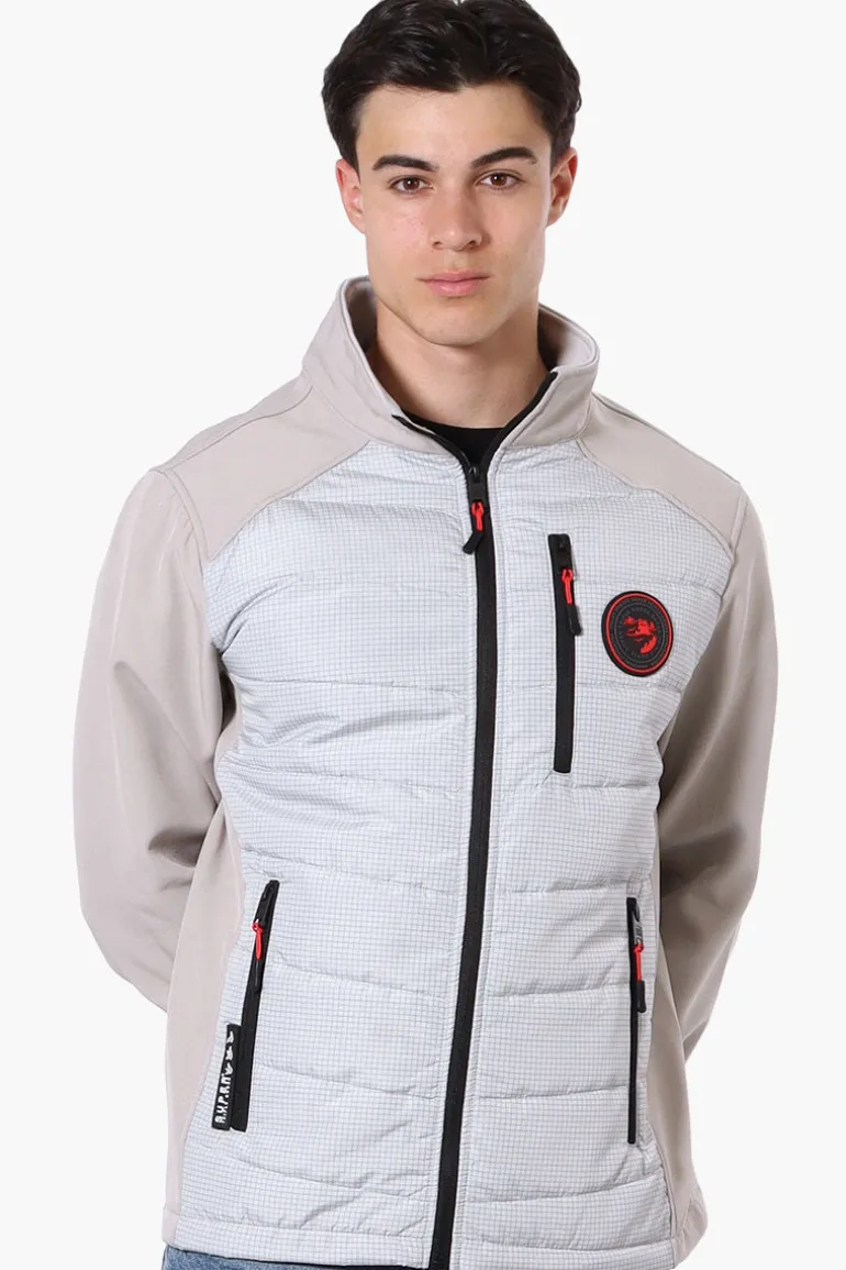 Super Triple Goose Grid Pattern Quilted Bubble Lightweight Jacket - Grey