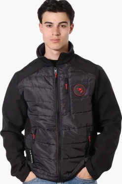 Super Triple Goose Grid Pattern Quilted Bubble Lightweight Jacket - Black