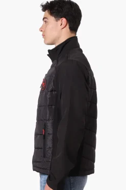 Super Triple Goose Grid Pattern Quilted Bubble Lightweight Jacket - Black