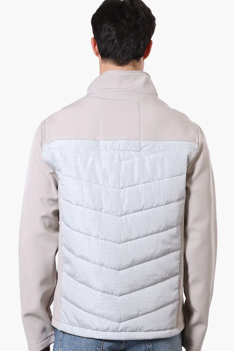 Super Triple Goose Grid Pattern Quilted Bubble Lightweight Jacket - Grey