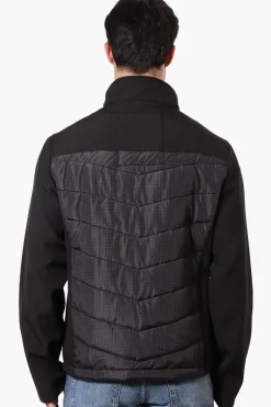 Super Triple Goose Grid Pattern Quilted Bubble Lightweight Jacket - Black