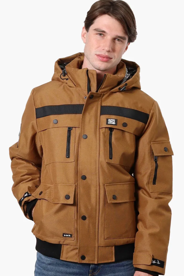 Super Triple Goose Heat Retention Lining Bomber Jacket - Camel